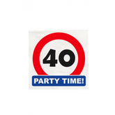 Verkeersbord 40 jaar Party Time Servetten 16st
